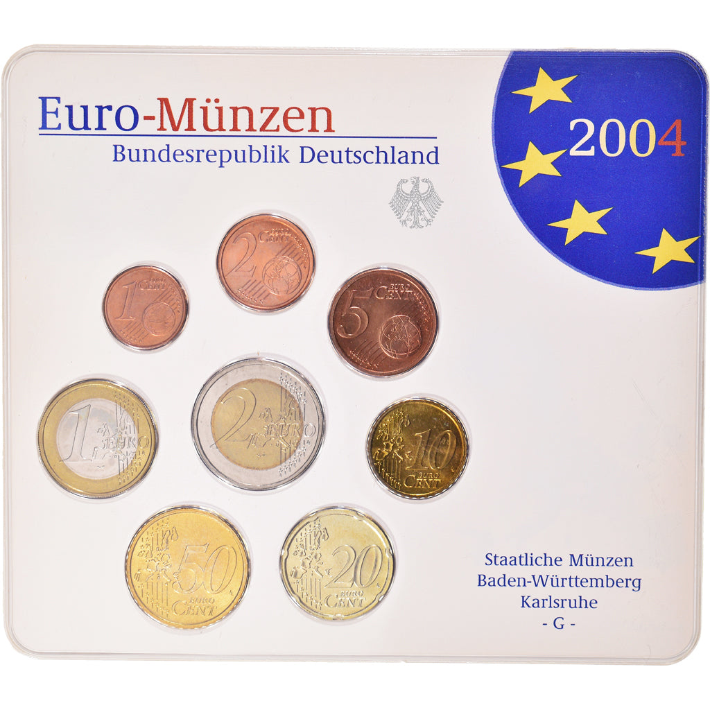 Niemcy, 1 Cent to 2 Euro, 2004, Karlsruhe, Set Euro, MS(65-70), ND