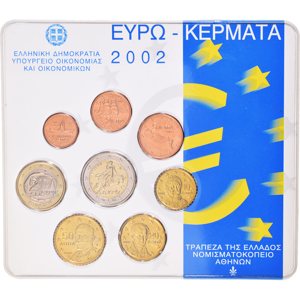 Grecia, Set, 2002, Offizieller Kursmünzensatz KMS Griechenland, FDC, N.C.