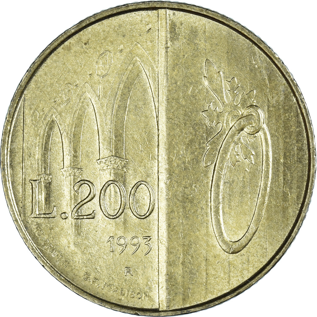 Moneda, San Marino, 200 Lire, 1993, BC+, Aluminio - bronce, KM:300