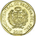 Coin, Peru, 10 Centimos, 2015, MS(63), Brass, KM:305.4