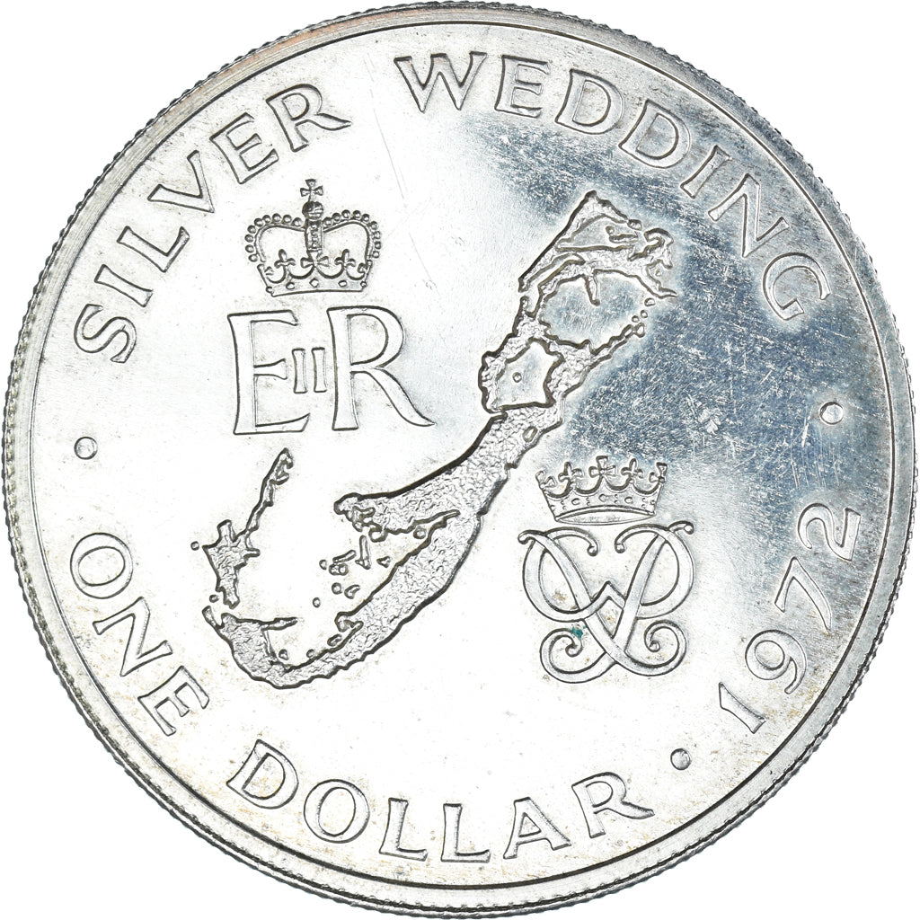Coin, Bermuda, Elizabeth II, Dollar, 1972, AU(55-58), Silver, KM:22