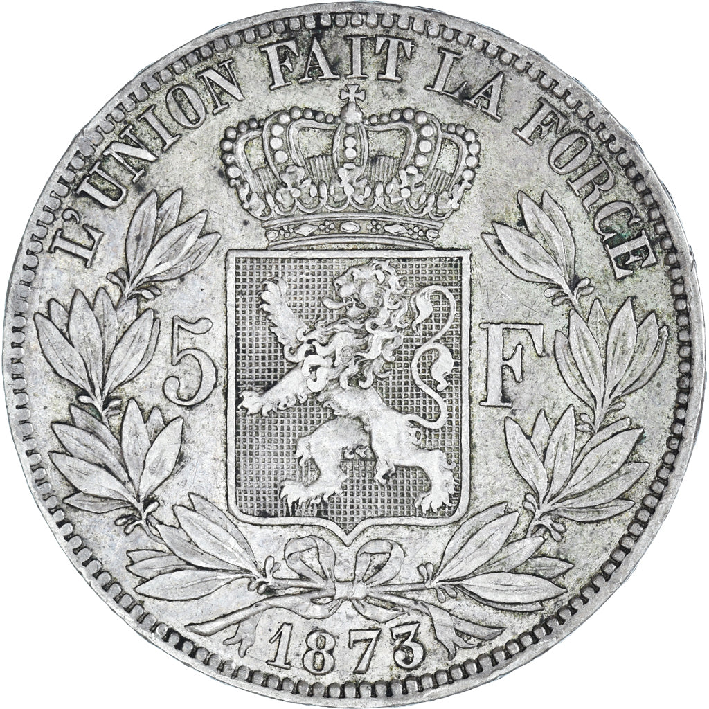 Munten, België, Leopold II, 5 Francs, 5 Frank, 1873, PR, Zilver, KM:24