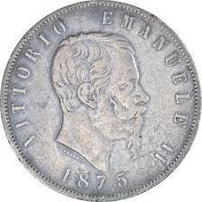 Munten, Italië, Vittorio Emanuele II, 5 Lire, 1875, Milan, ZF, Zilver, KM:8.3