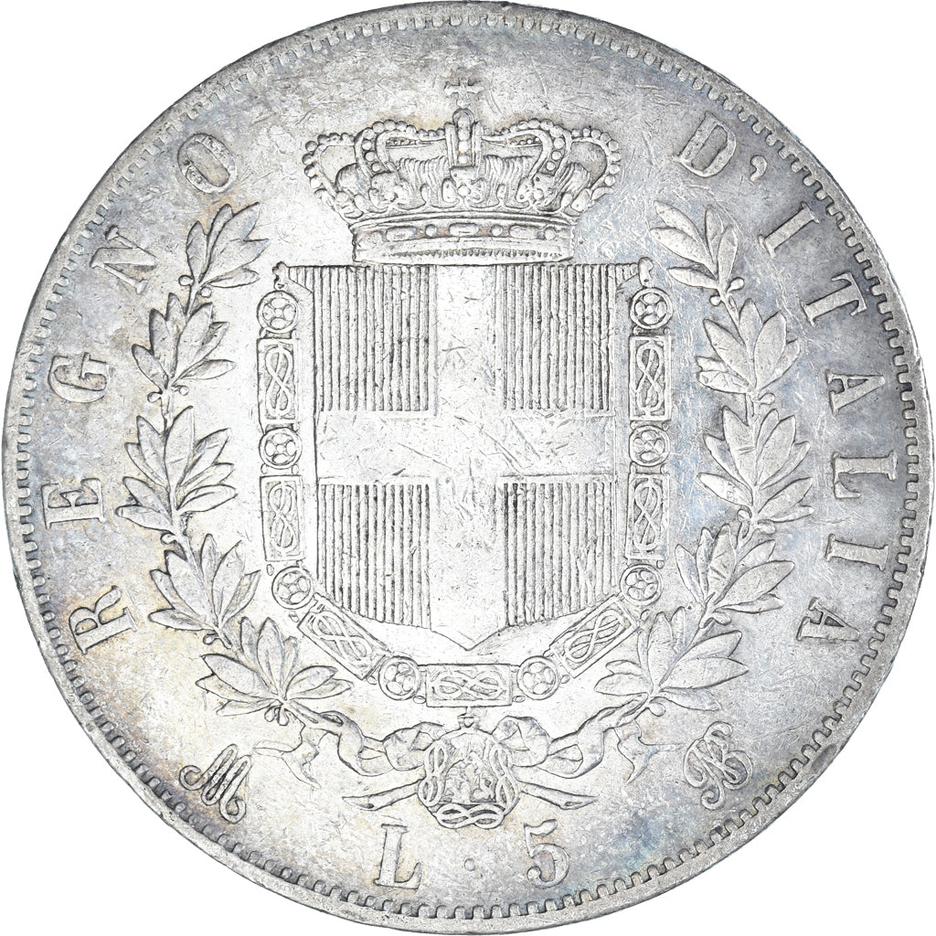 Munten, Italië, Vittorio Emanuele II, 5 Lire, 1875, Milan, ZF, Zilver, KM:8.3