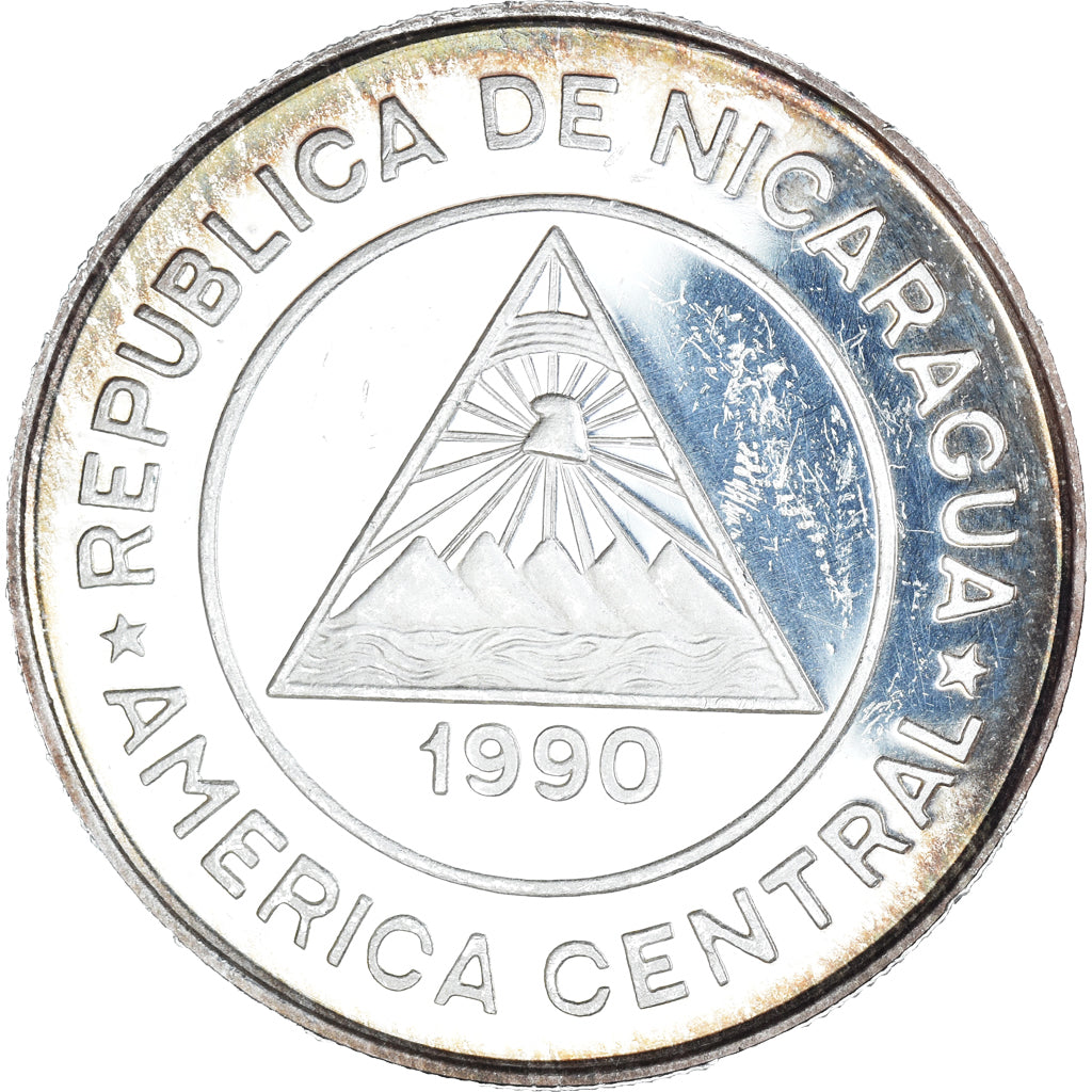 Münze, Nicaragua, 10000 Cordobas, 1990, Albertville '92. BE, SS+, Silber, KM:75