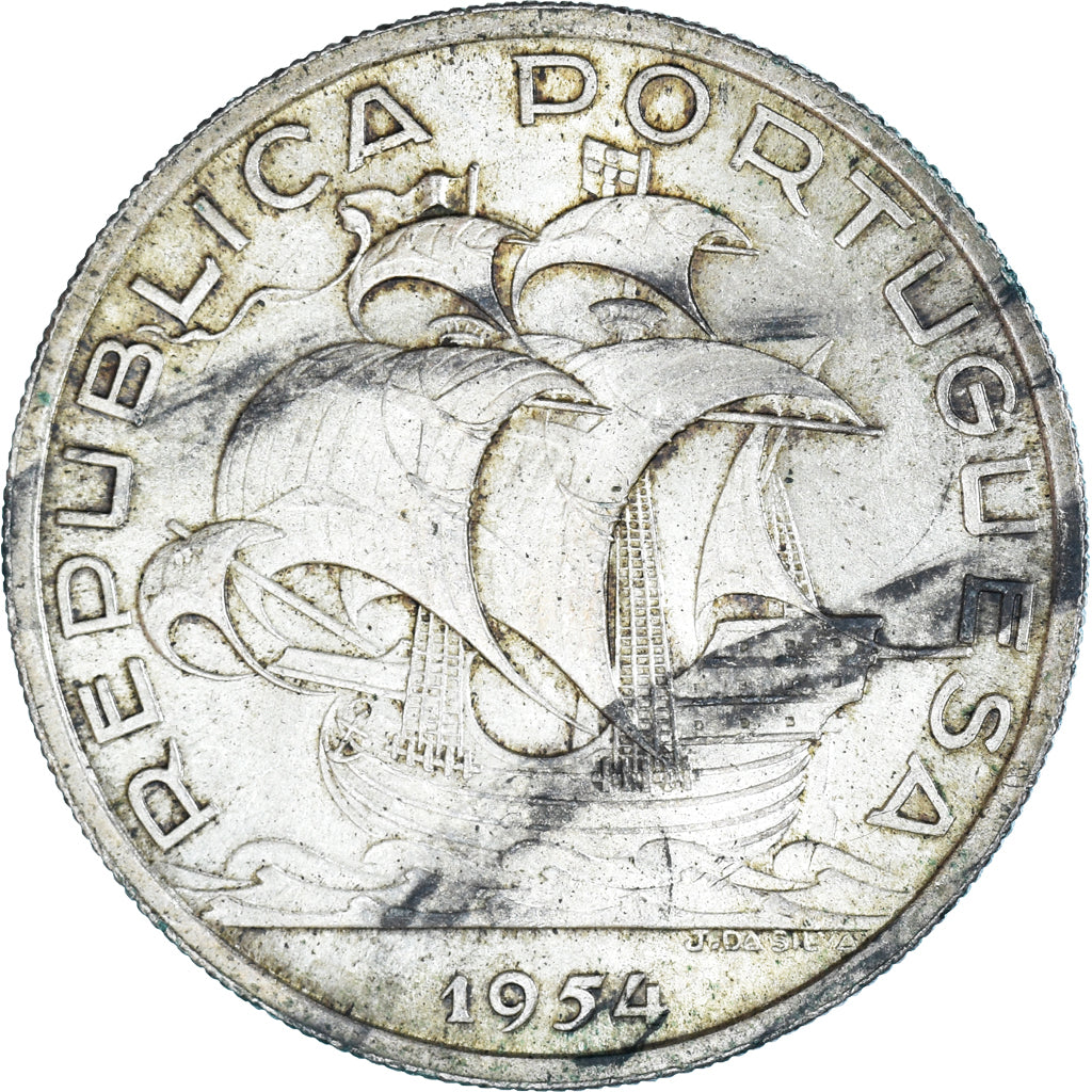 Moeda, Portugal, 10 Escudos, 1954, VF(30-35), Prata, KM:586
