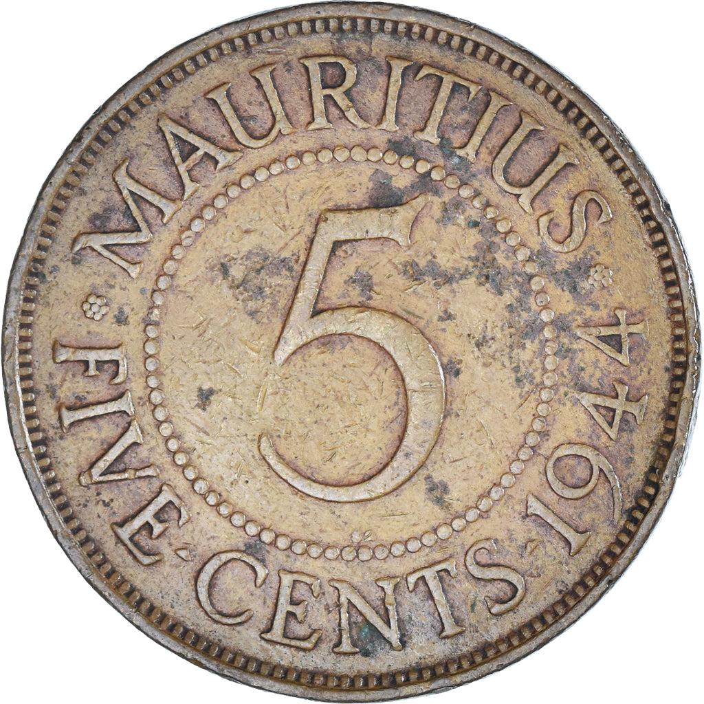 Münze, Mauritius, George VI, 5 Cents, 1944, Pretoria, SS, Bronze, KM:20