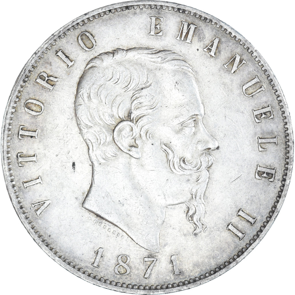 Moneta, Italia, Vittorio Emanuele II, 5 Lire, 1871, Milan, BB, Argento, KM:8.3