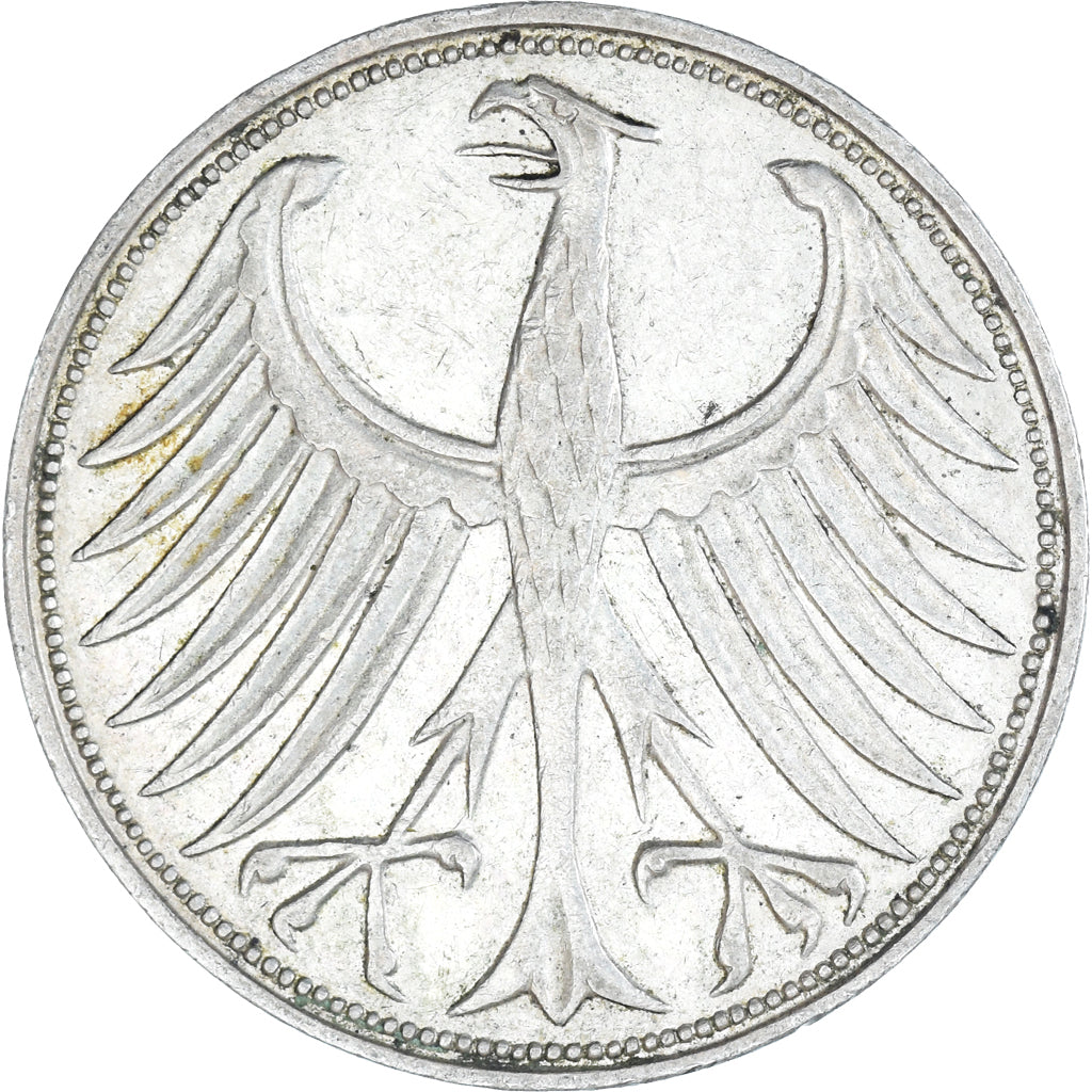 Moeda, ALEMANHA - REPÚBLICA FEDERAL, 5 Mark, 1964, Hamburg, EF(40-45), Prata