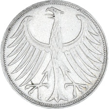 Coin, GERMANY - FEDERAL REPUBLIC, 5 Mark, 1957, Karlsruhe, EF(40-45), Silver