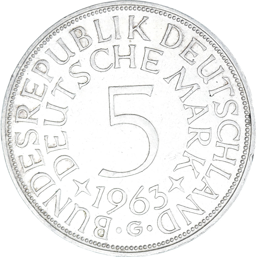 Monnaie, République fédérale allemande, 5 Mark, 1963, Karlsruhe, TTB, Argent