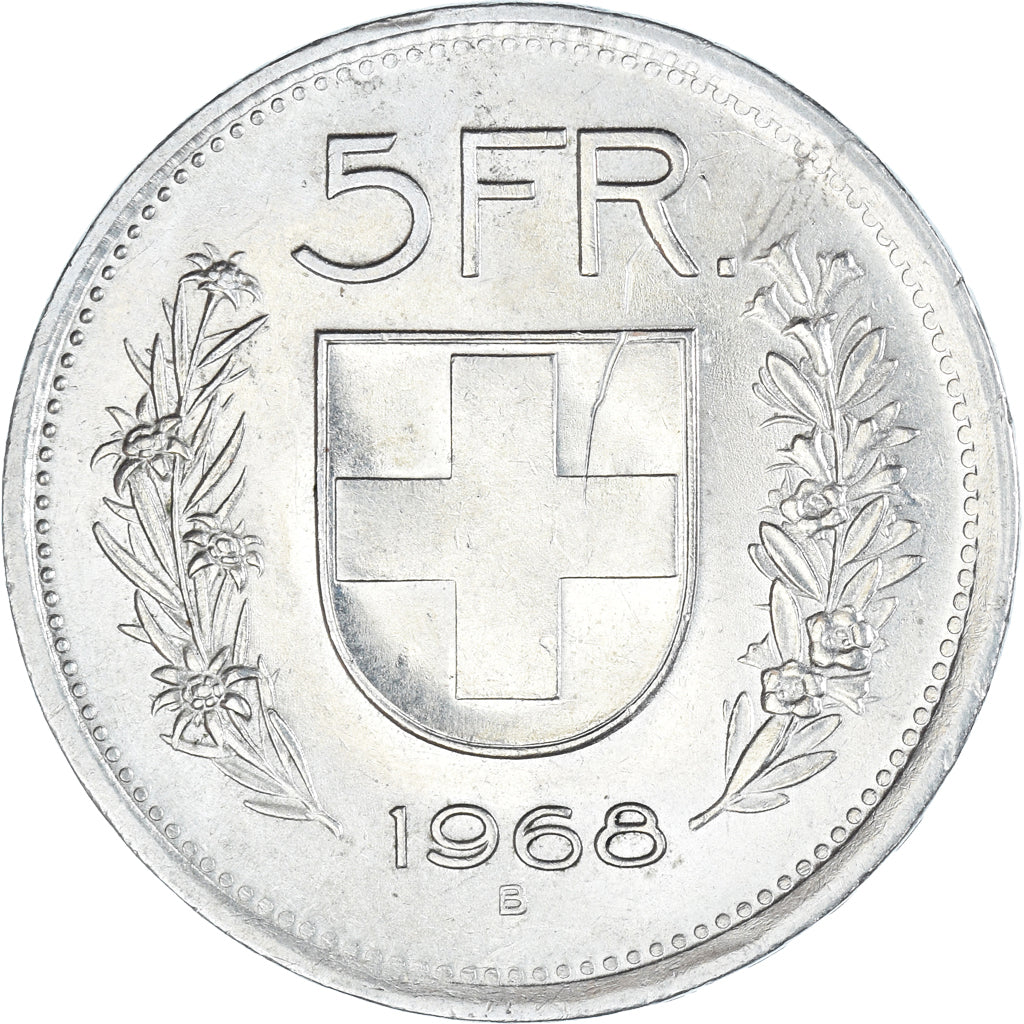 Moneta, Svizzera, 5 Francs, 1968, Bern, BB, Rame-nichel, KM:40a.1