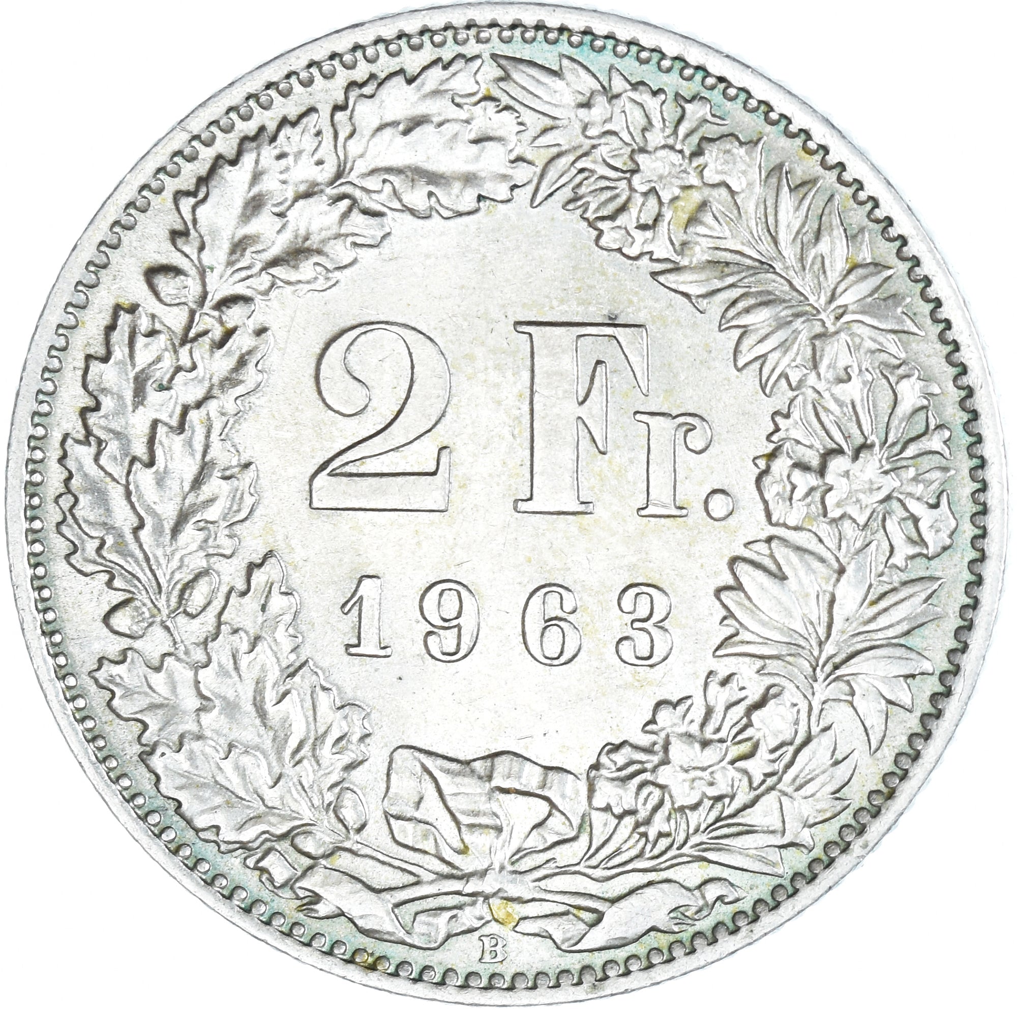 Coin, Switzerland, 2 Francs, 1963, Bern, AU(50-53), Silver, KM:21