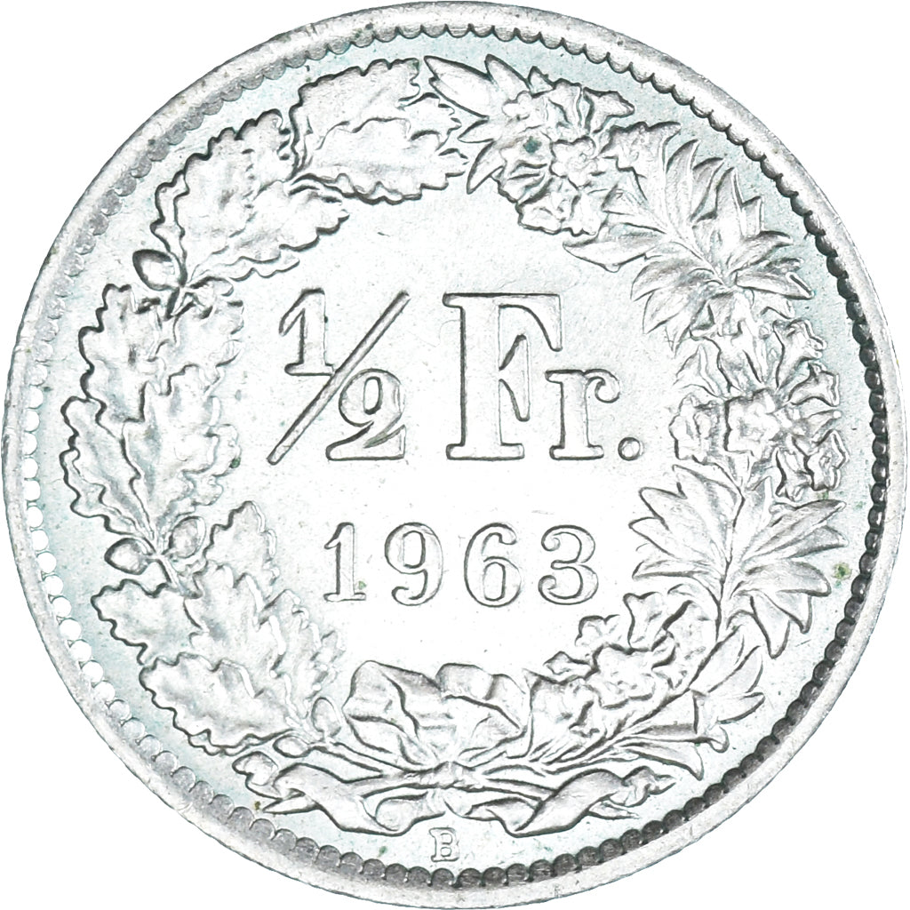 Coin, Switzerland, 1/2 Franc, 1963, Bern, MS(63), Silver, KM:23