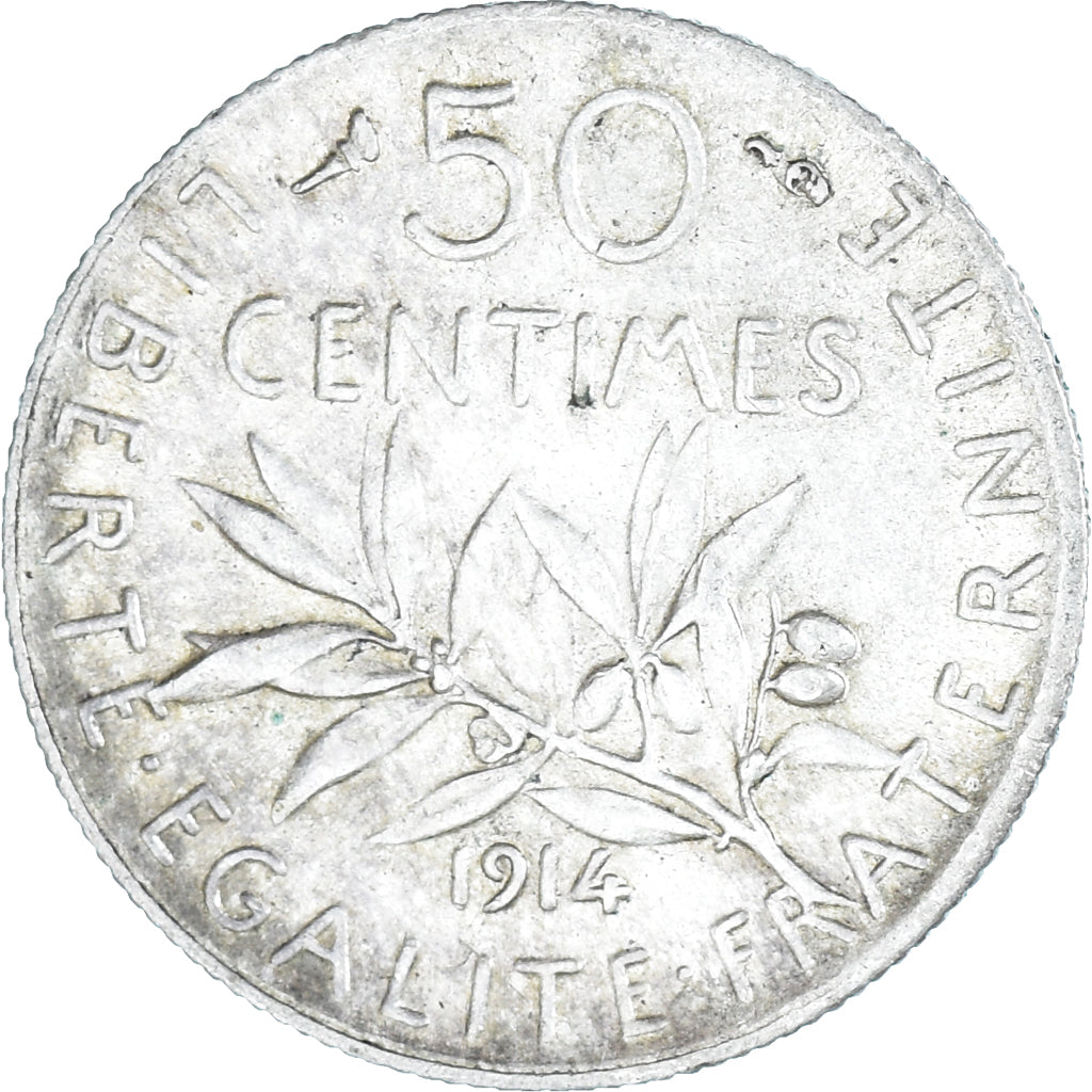 Coin, France, Semeuse, 50 Centimes, 1914, Paris, EF(40-45), Silver, KM:854