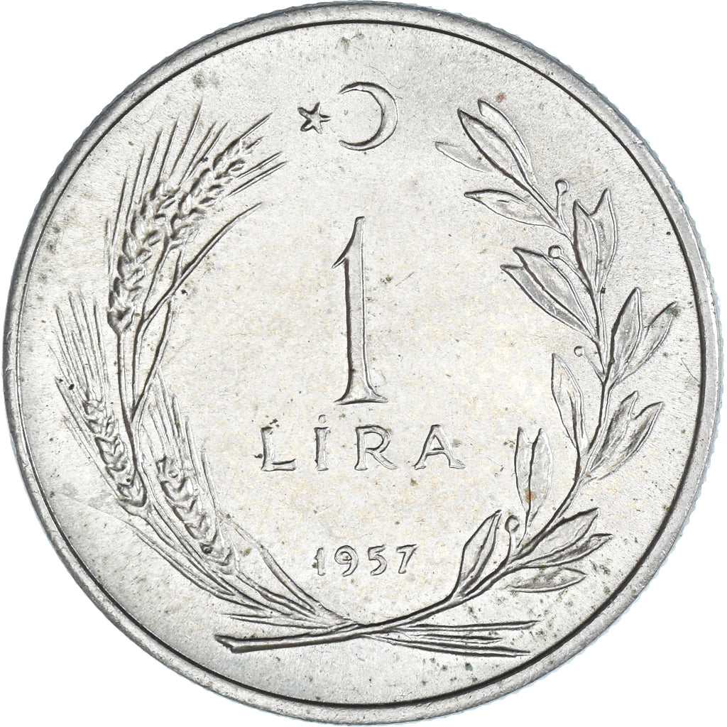 Coin, Turkey, Lira, 1957, EF(40-45), Copper-nickel, KM:889
