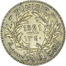 Coin, Tunisia, Anonymous, Franc, 1921, Paris, AU(50-53), Aluminum-Bronze