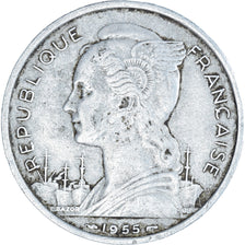 Coin, Réunion, 5 Francs, 1955, VF(20-25), Aluminum, KM:9