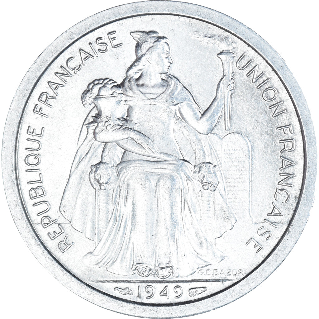 Coin, New Caledonia, 2 Francs, 1949, Paris, MS(63), Aluminum, KM:9