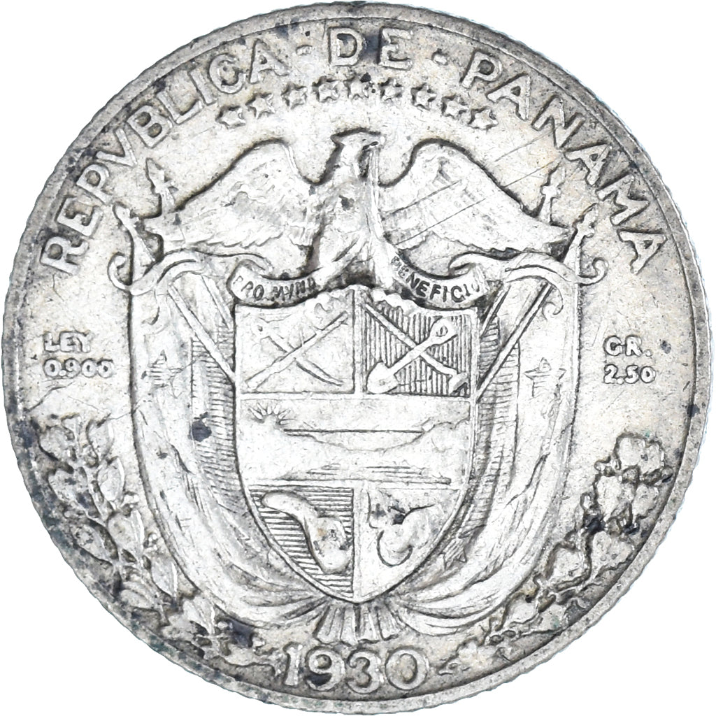 Coin, Panama, 1/10 Balboa, 1930, EF(40-45), Silver, KM:10.1