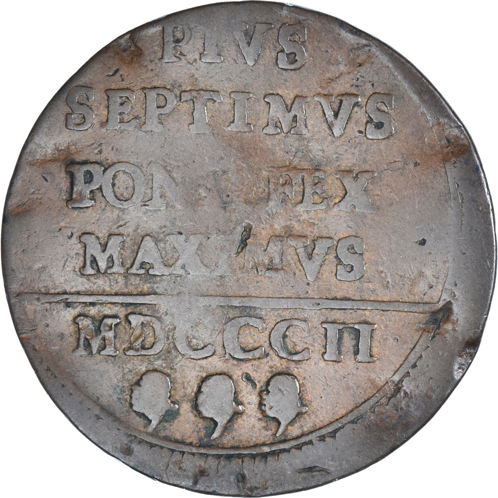 Coin, VATICAN CITY, Baiocco, 1802, VF(20-25), Cuivre, KM:1267