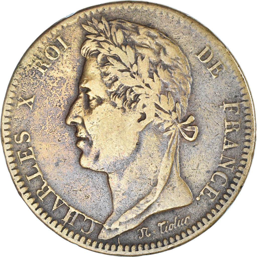 Coin, FRENCH COLONIES, Charles X, 10 Centimes, 1827, La Rochelle, EF(40-45)
