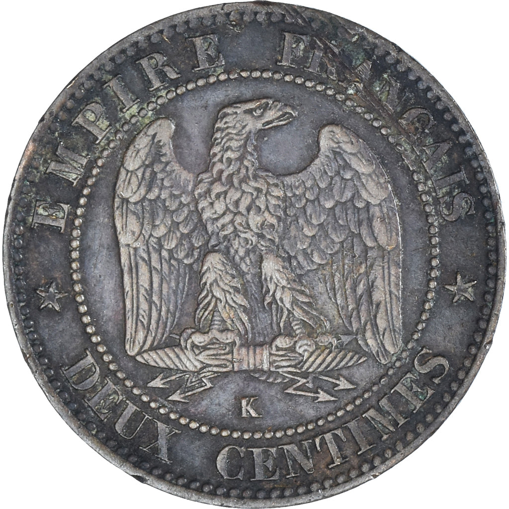 Moneta, Francja, Napoleon III, 2 Centimes, 1862, Bordeaux, EF(40-45), Brązowy