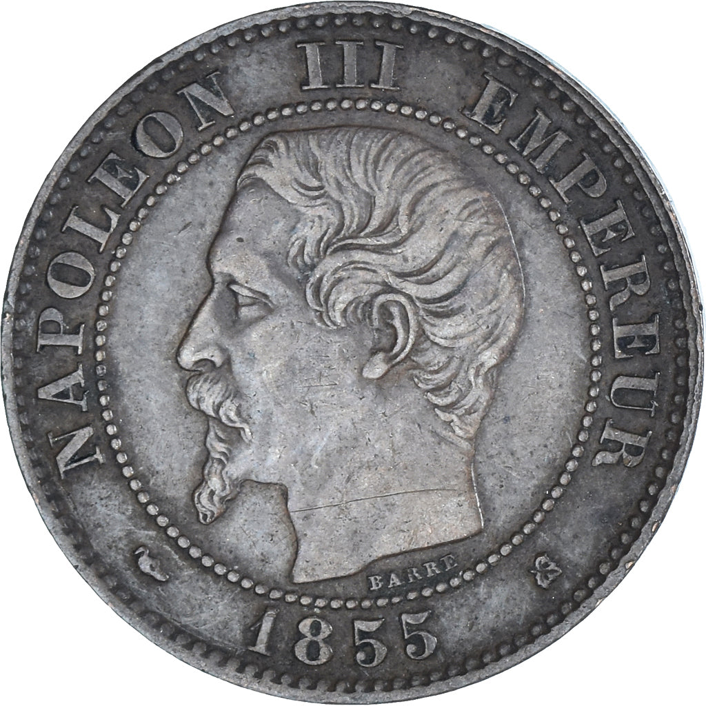 Moneta, Francja, Napoleon III, 2 Centimes, 1855, Bordeaux, EF(40-45), Brązowy