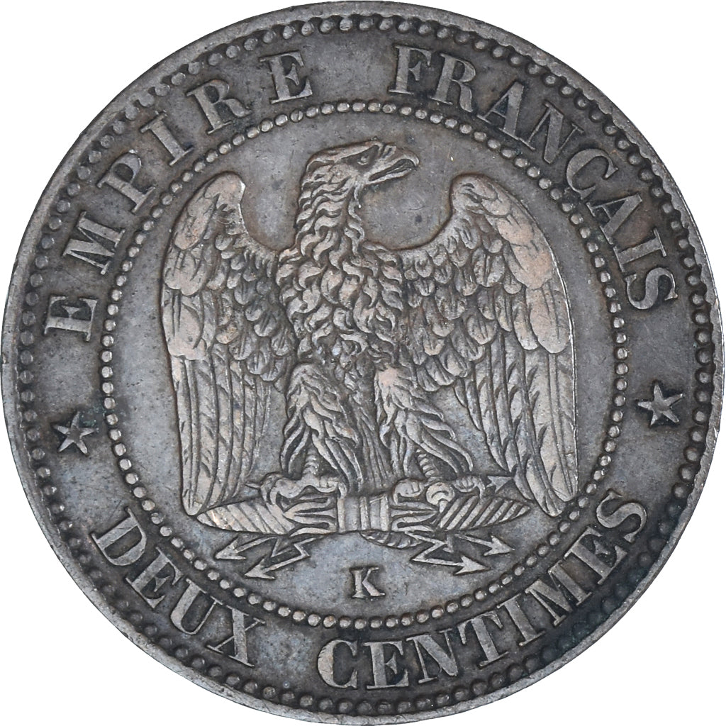 Moneta, Francja, Napoleon III, 2 Centimes, 1855, Bordeaux, EF(40-45), Brązowy