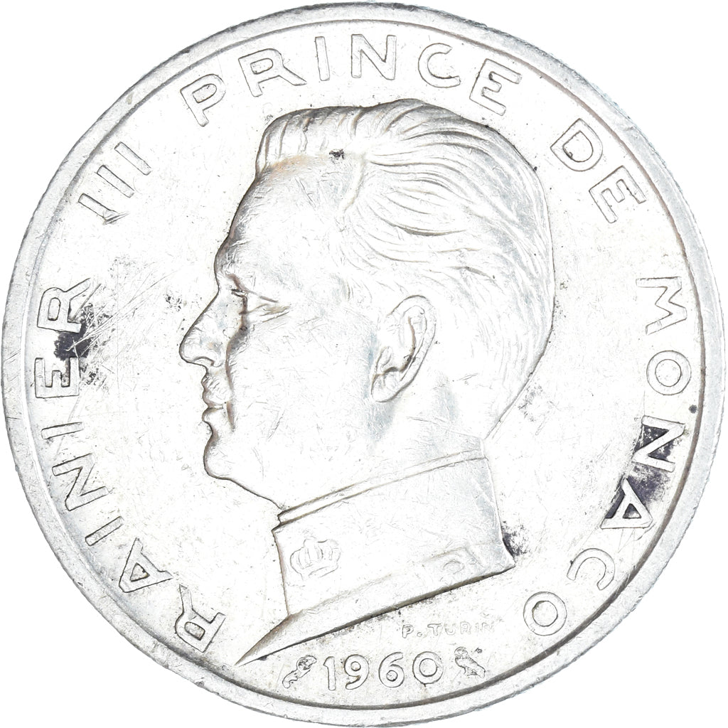 Coin, Monaco, Rainier III, 5 Francs, 1960, EF(40-45), Silver, KM:141, Gadoury:MC