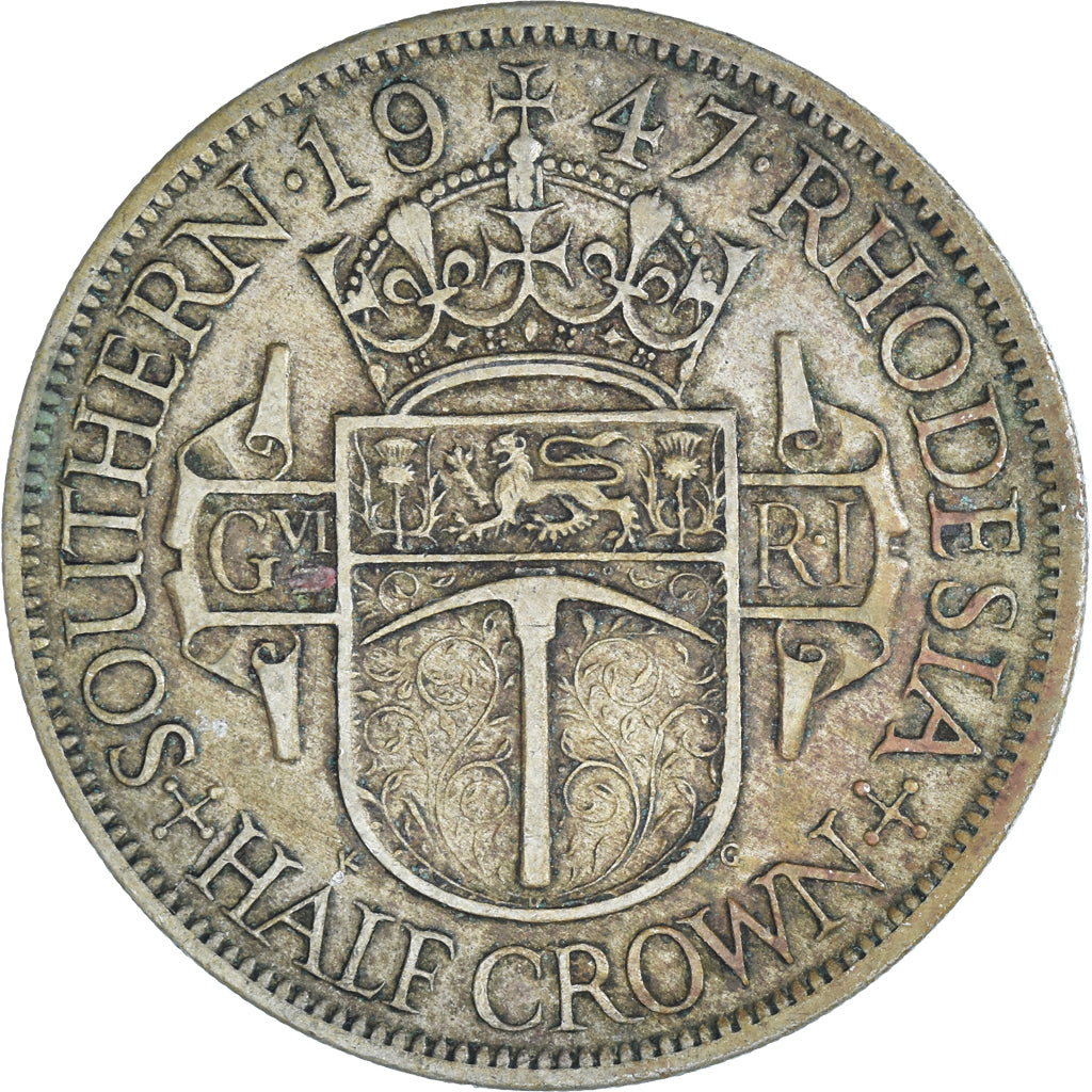 Münze, Southern Rhodesia, George VI, 1/2 Crown, 1947, SS, Kupfer-Nickel, KM:15b