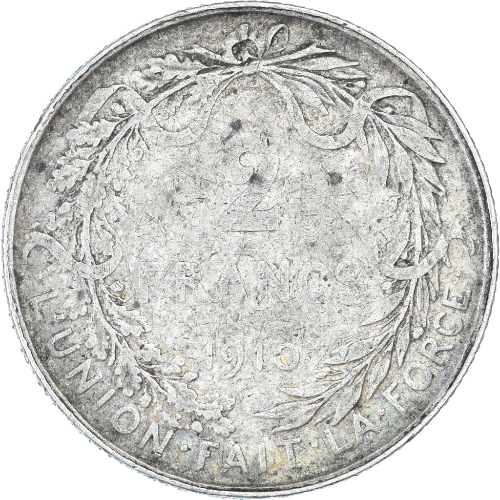 Moneta, Belgio, 2 Francs, 2 Frank, 1910, MB, Argento, KM:74