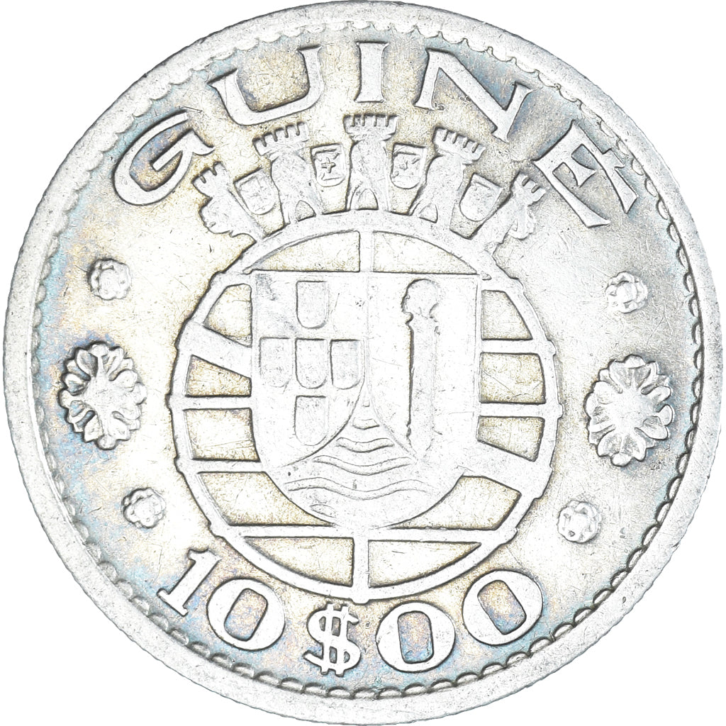Moneda, Guinea-Bissau, 10 Escudos, 1952, MBC, Plata, KM:10