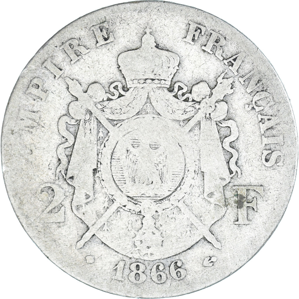 Coin, France, Napoleon III, Napoléon III, 2 Francs, 1866, Paris, VF(20-25)