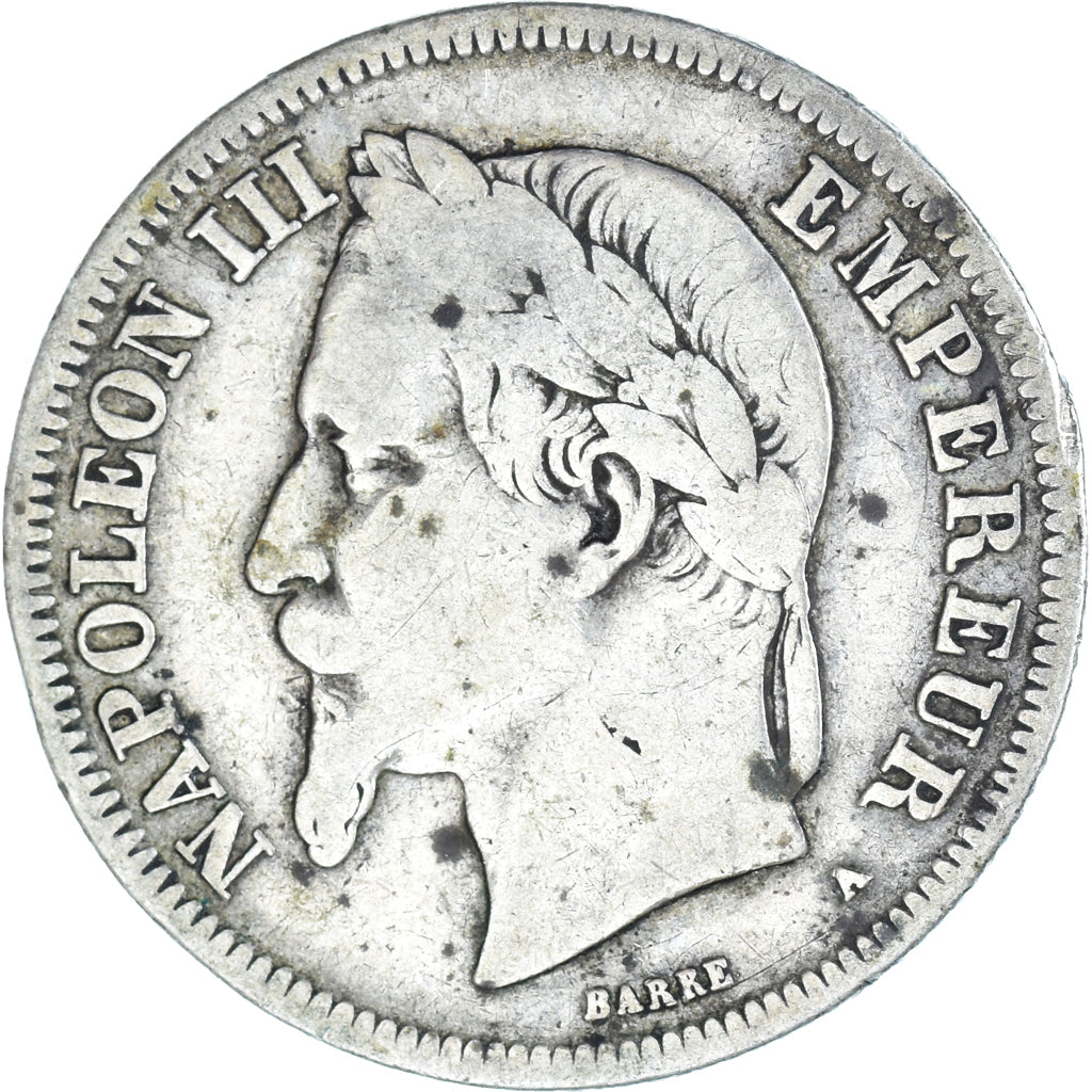 Moeda, França, Napoleon III, Napoléon III, 2 Francs, 1870, Paris, VF(20-25)