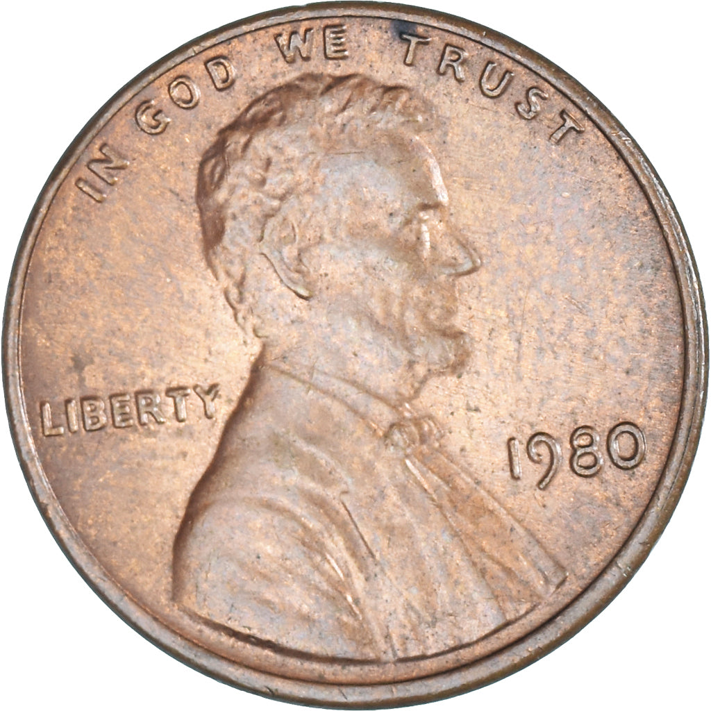 Monnaie, États-Unis, Lincoln Cent, Cent, 1980, U.S. Mint, Philadelphie, TTB