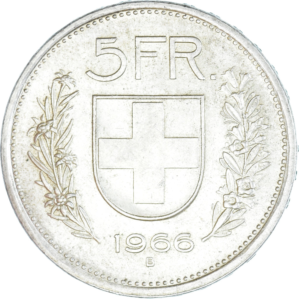 Coin, Switzerland, 5 Francs, 1966, Bern, EF(40-45), Silver, KM:40