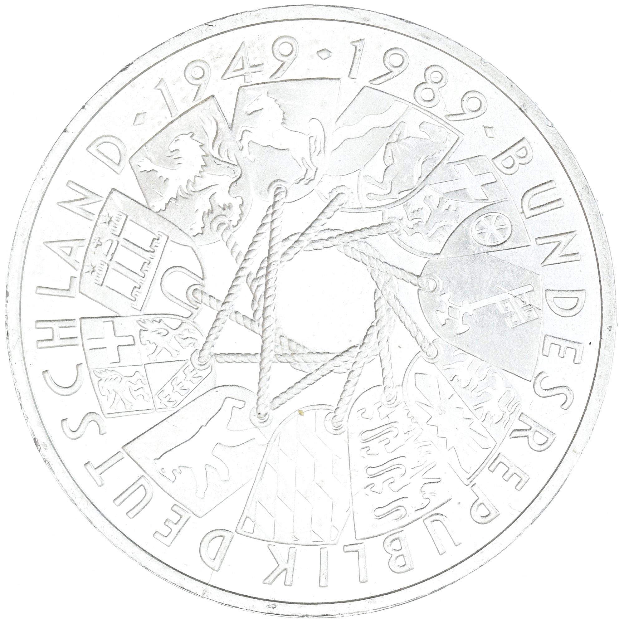 Coin, GERMANY - FEDERAL REPUBLIC, 10 Mark, 1989, Karlsruhe, Germany, 40 JAHRE