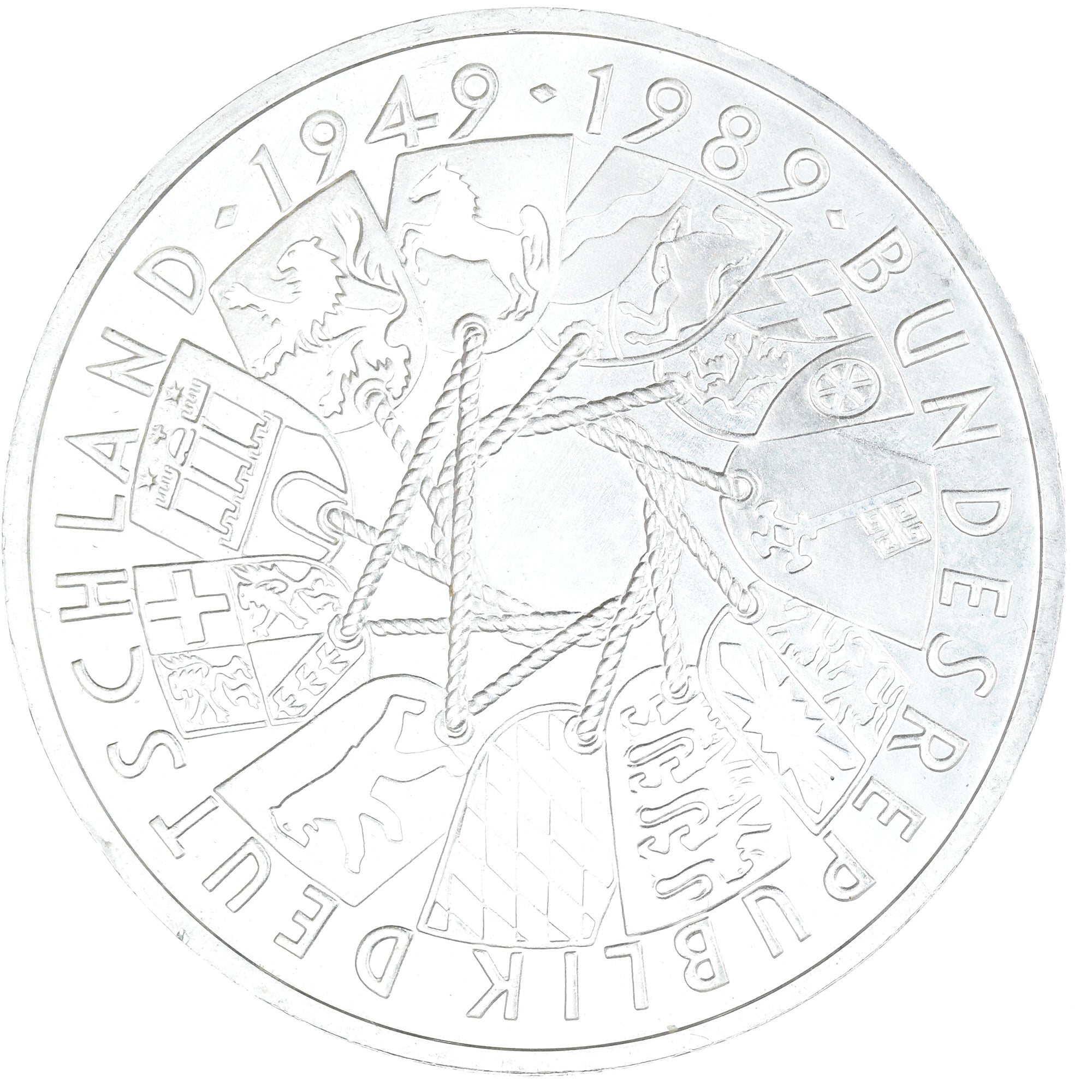 Moneta, GERMANIA - REPUBBLICA FEDERALE, 10 Mark, 1989, Karlsruhe, Germany, 40