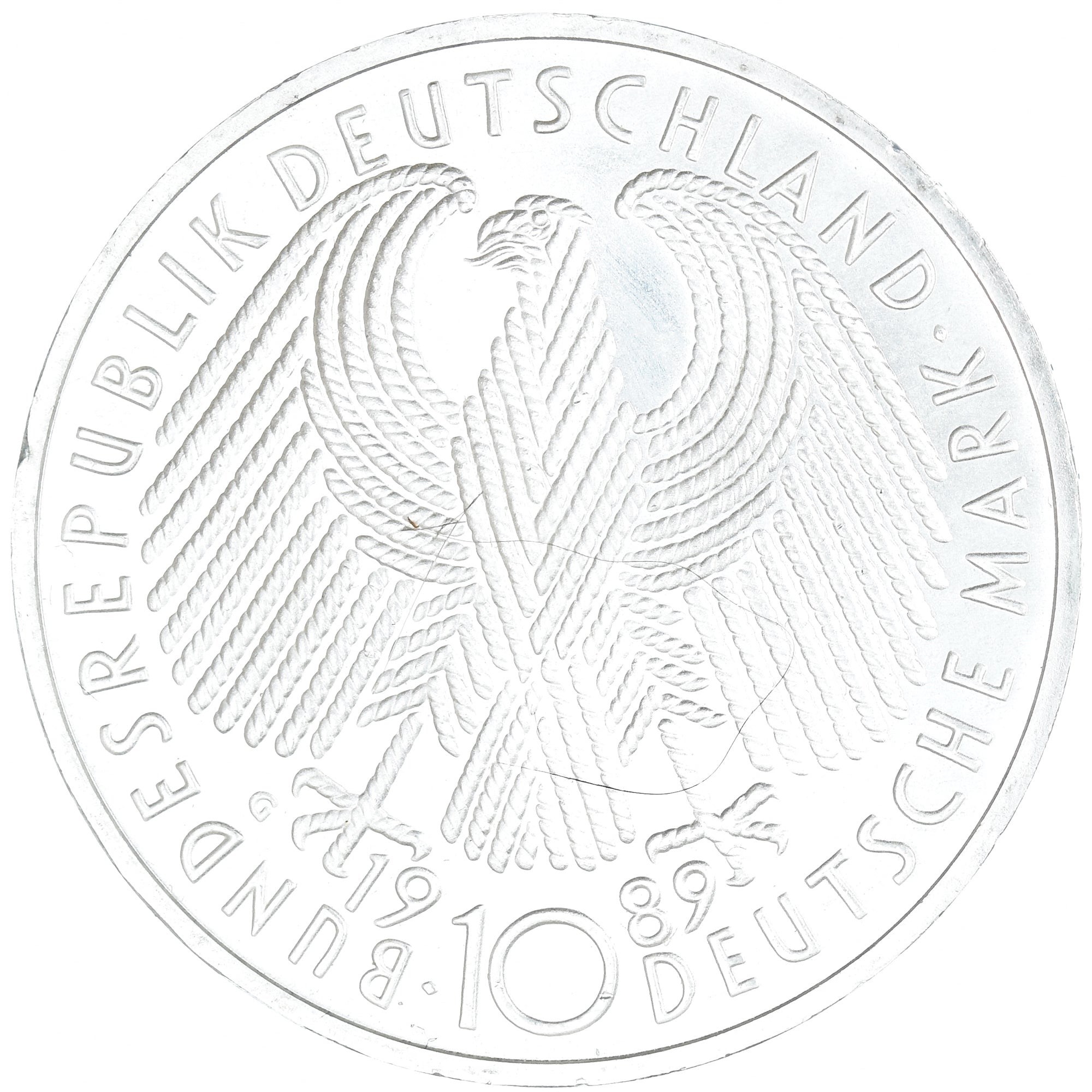 Moneta, GERMANIA - REPUBBLICA FEDERALE, 10 Mark, 1989, Karlsruhe, Germany, 40