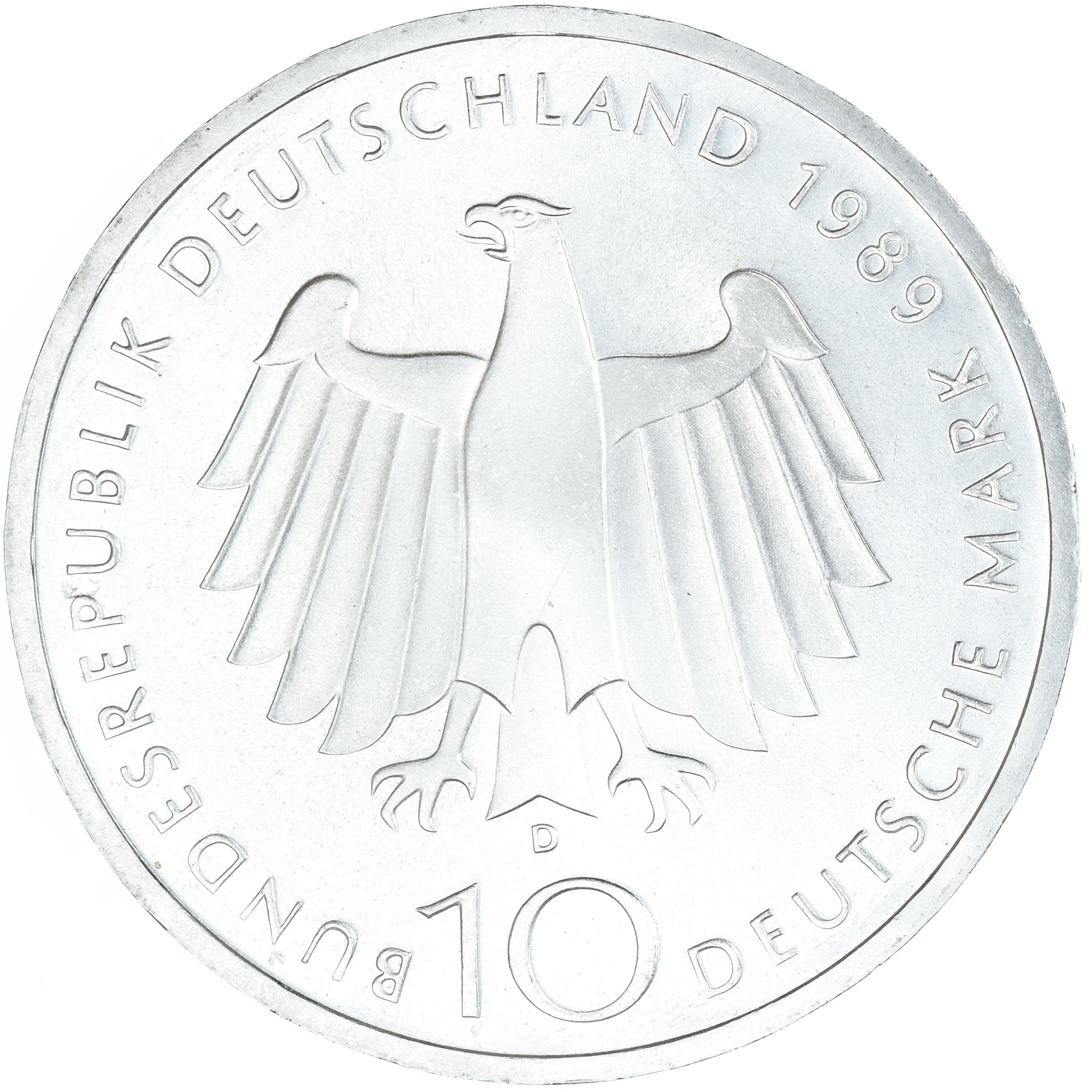 Moeda, ALEMANHA - REPÚBLICA FEDERAL, 10 Mark, 1989, Munich, Germany, MS(63)