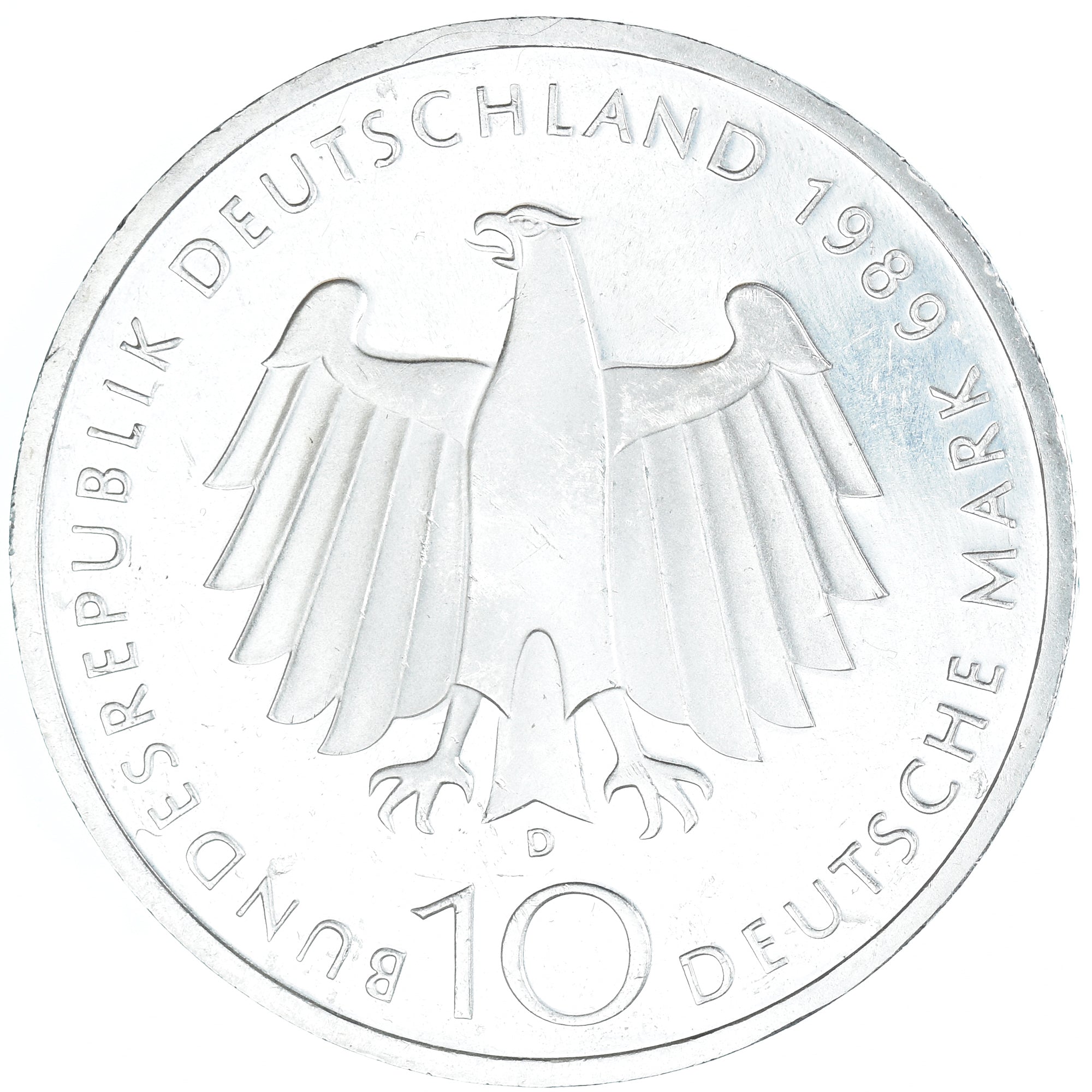 Moeda, ALEMANHA - REPÚBLICA FEDERAL, 10 Mark, 1989, Munich, Germany, AU(55-58)