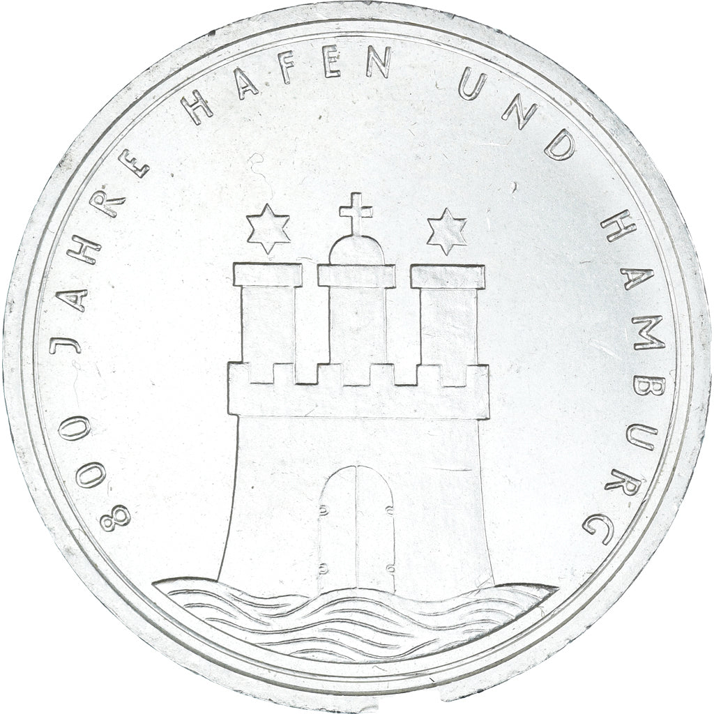 Coin, GERMANY - FEDERAL REPUBLIC, 10 Mark, 1989, Hamburg, Germany, EF(40-45)