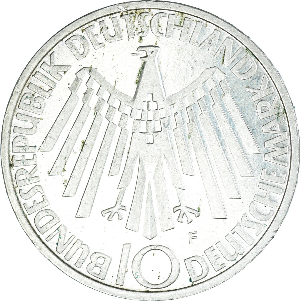Coin, GERMANY - FEDERAL REPUBLIC, 10 Mark, 1972, Stuttgart, EF(40-45), Silver