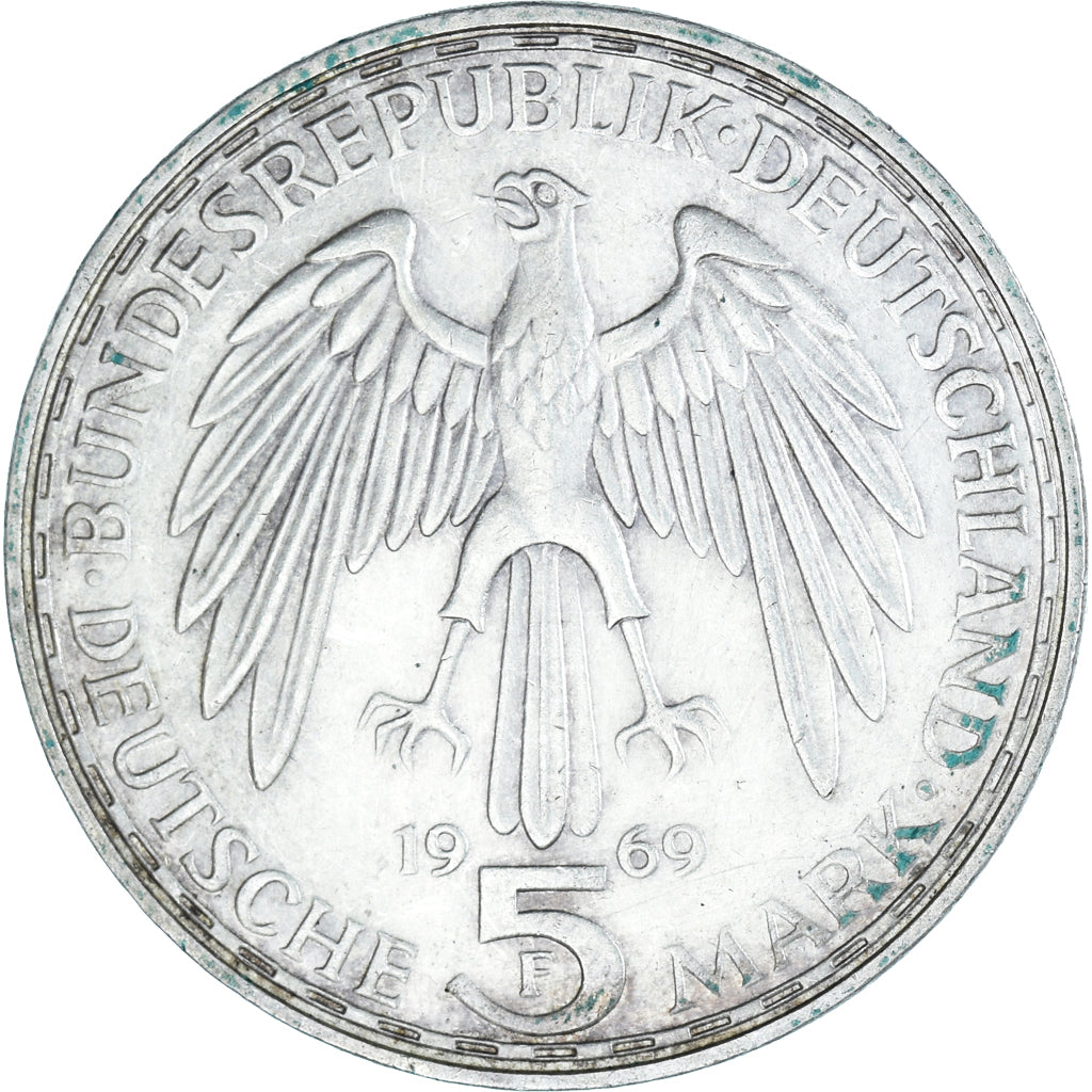 Coin, GERMANY - FEDERAL REPUBLIC, 5 Mark, 1969, Stuttgart, Germany, EF(40-45)