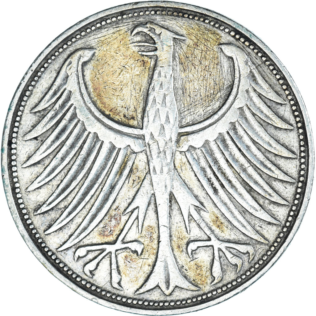 Moneta, GERMANIA - REPUBBLICA FEDERALE, 5 Mark, 1951, Karlsruhe, BB, Argento
