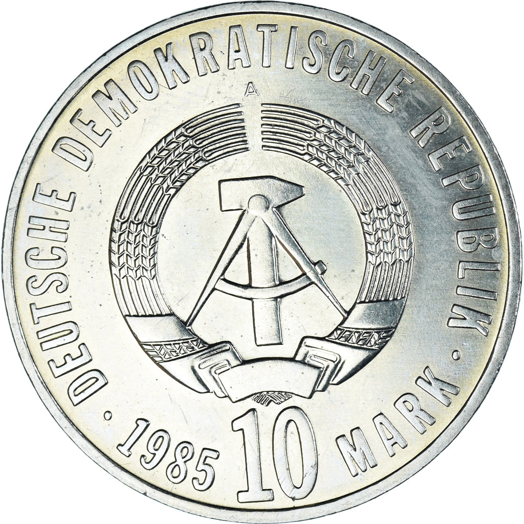 Moneda, REPÚBLICA DEMOCRÁTICA ALEMANA, 10 Mark, 1985, Berlin, SC, Cobre -