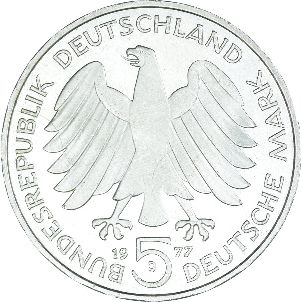 Moneda, ALEMANIA - REPÚBLICA FEDERAL, 5 Mark, 1977, Hamburg, Germany, BE, MBC