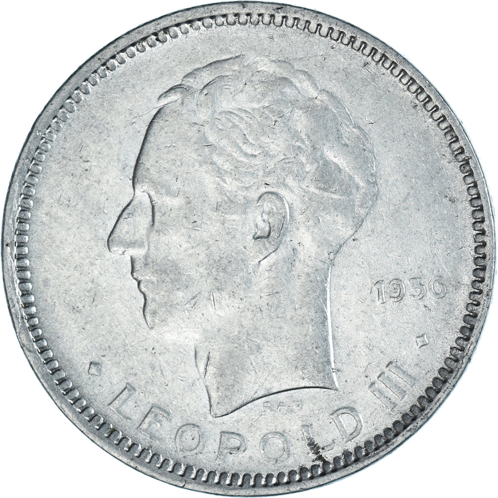 Moneta, Belgio, 5 Francs, 5 Frank, 1936, BB, Nichel, KM:109.1