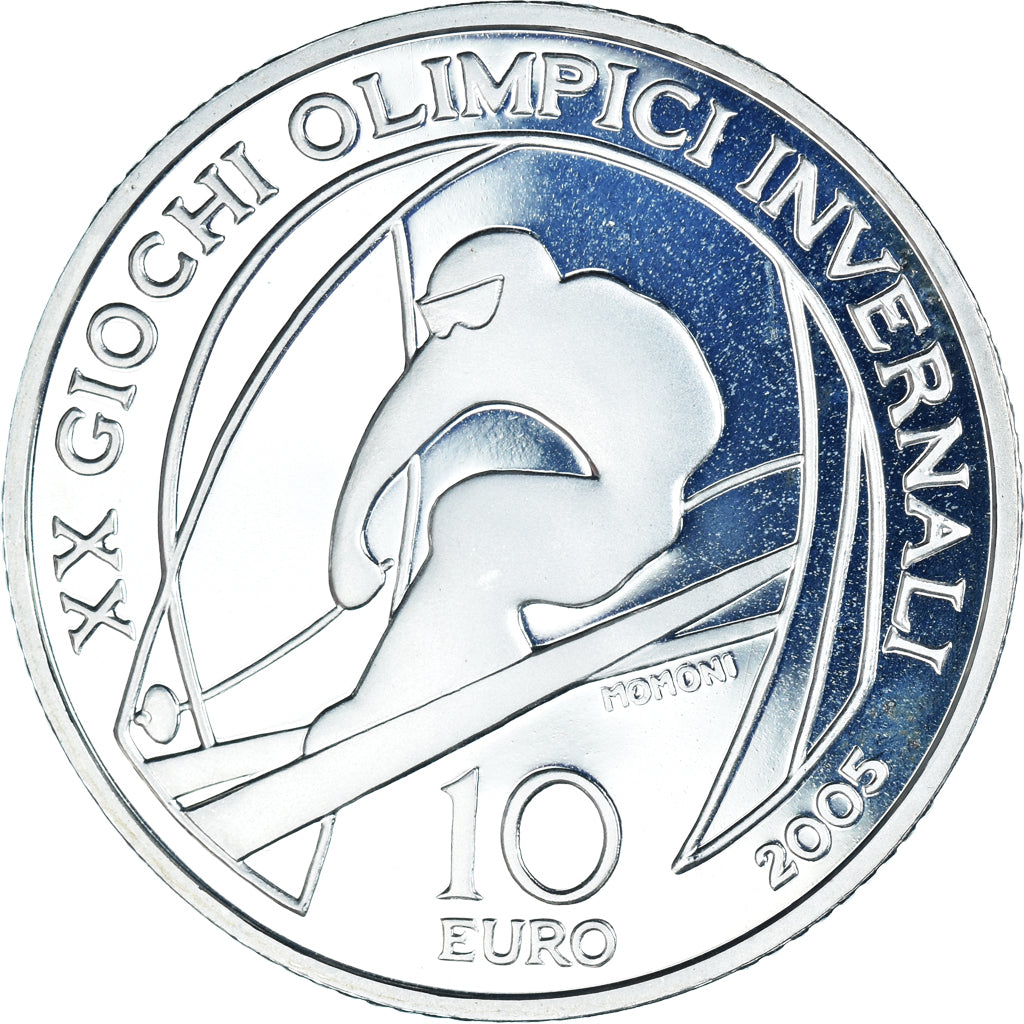 Italy, 10 Euro, 2006, Rome, 2006 Winter Olympics - Alpine Skiing.BE, MS(65-70)